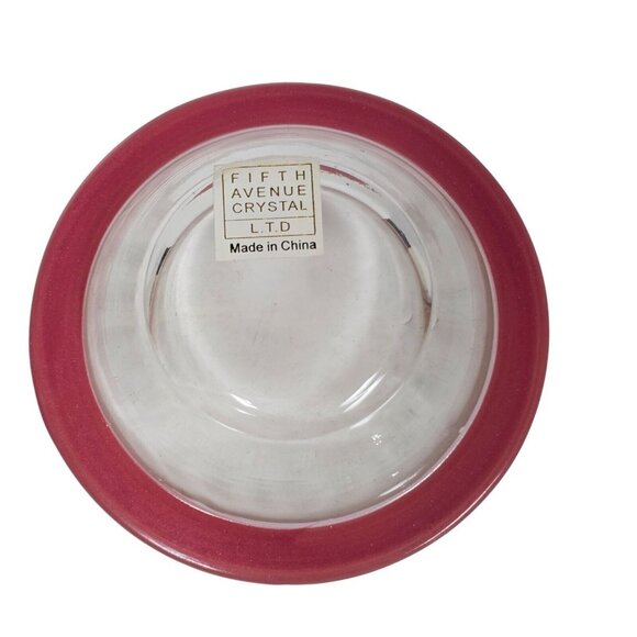 Fifth Avenue Crystal Ltd. Red Rim Clear Votive Candle Holder Tealight Home Decor - Picture 5 of 8